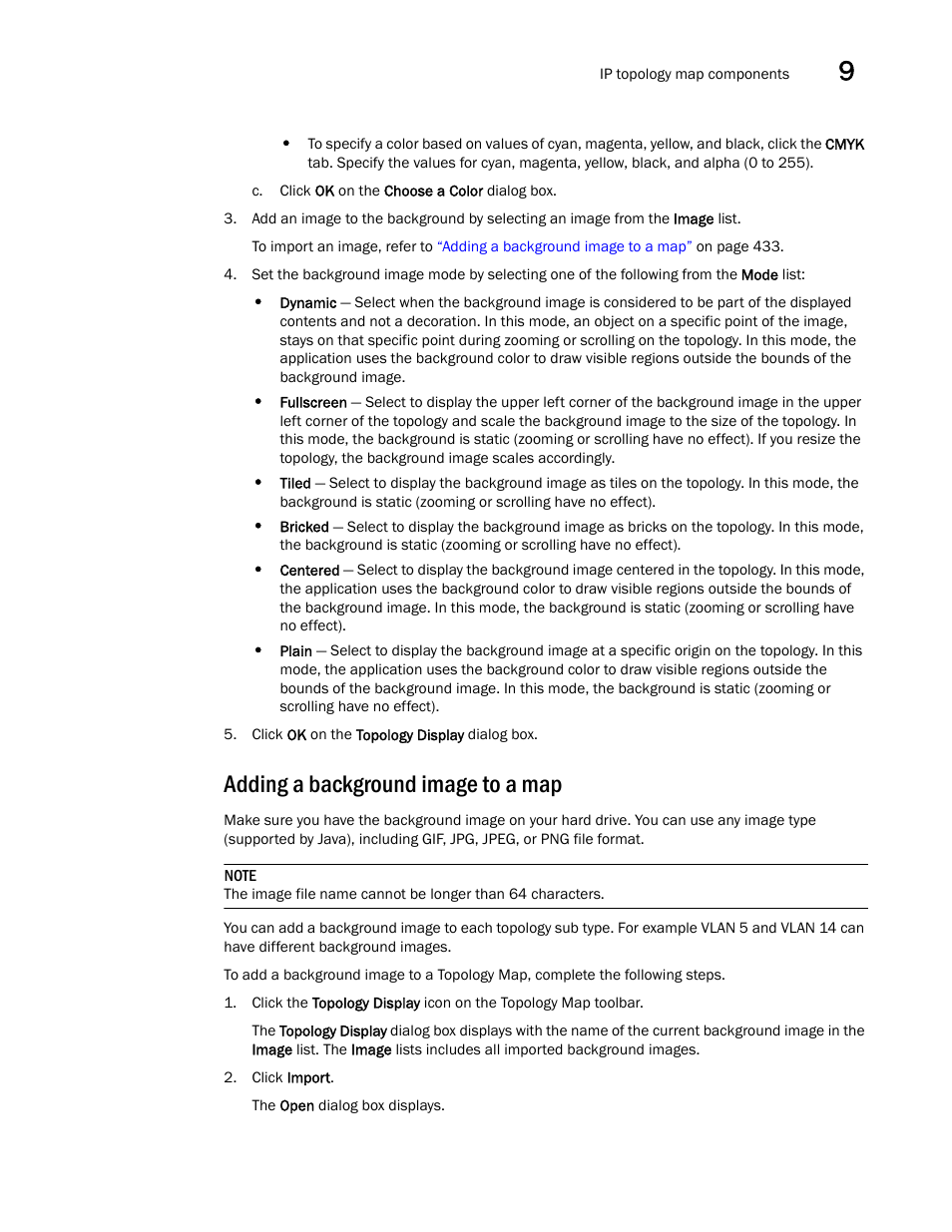 Adding a background image to a map | Brocade Network Advisor IP User Manual v12.3.0 User Manual | Page 485 / 1928