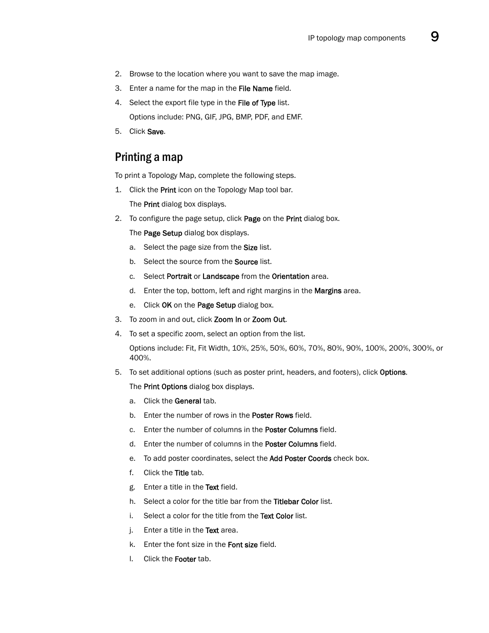 Printing a map | Brocade Network Advisor IP User Manual v12.3.0 User Manual | Page 487 / 1928