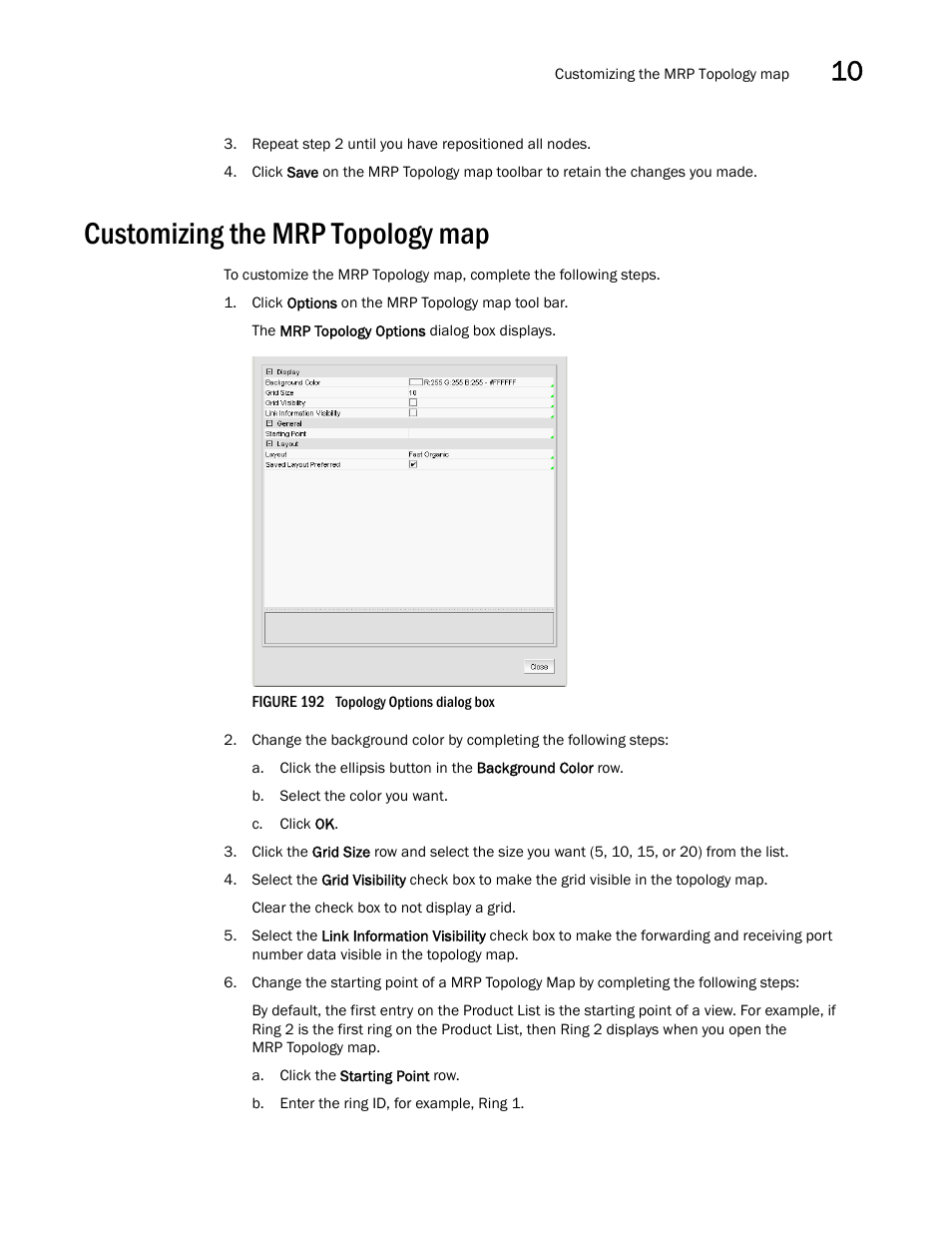 Customizing the mrp topology map, Customizing the mrp topology | Brocade Network Advisor IP User Manual v12.3.0 User Manual | Page 499 / 1928