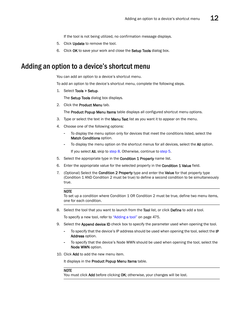 Adding an option to a device’s shortcut menu | Brocade Network Advisor IP User Manual v12.3.0 User Manual | Page 531 / 1928