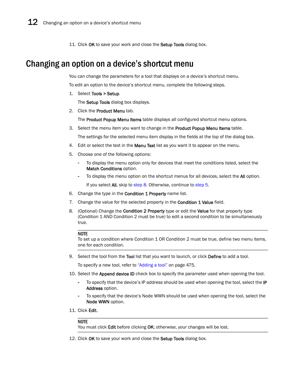 Changing an option on a device’s shortcut menu | Brocade Network Advisor IP User Manual v12.3.0 User Manual | Page 532 / 1928