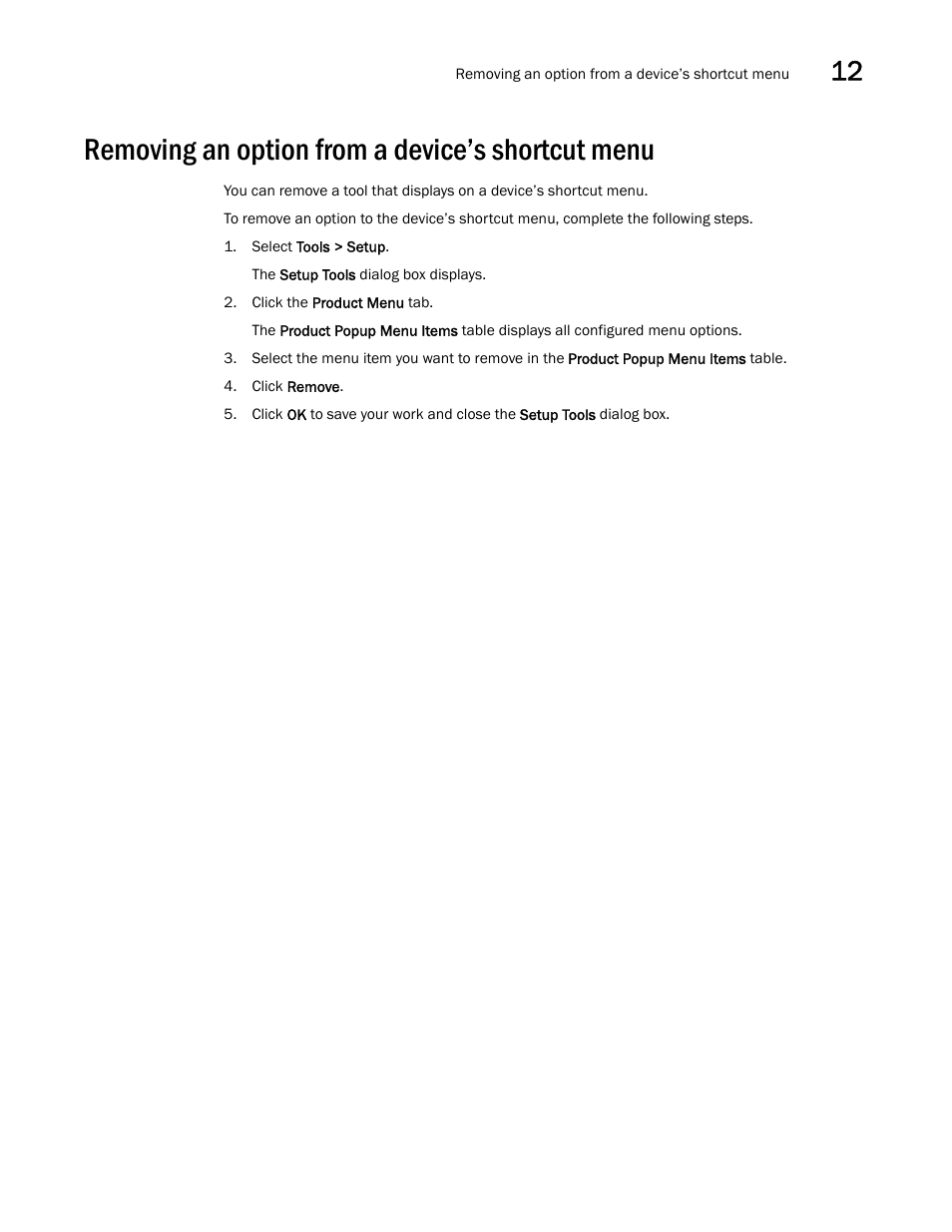 Removing an option from a device’s shortcut menu | Brocade Network Advisor IP User Manual v12.3.0 User Manual | Page 533 / 1928