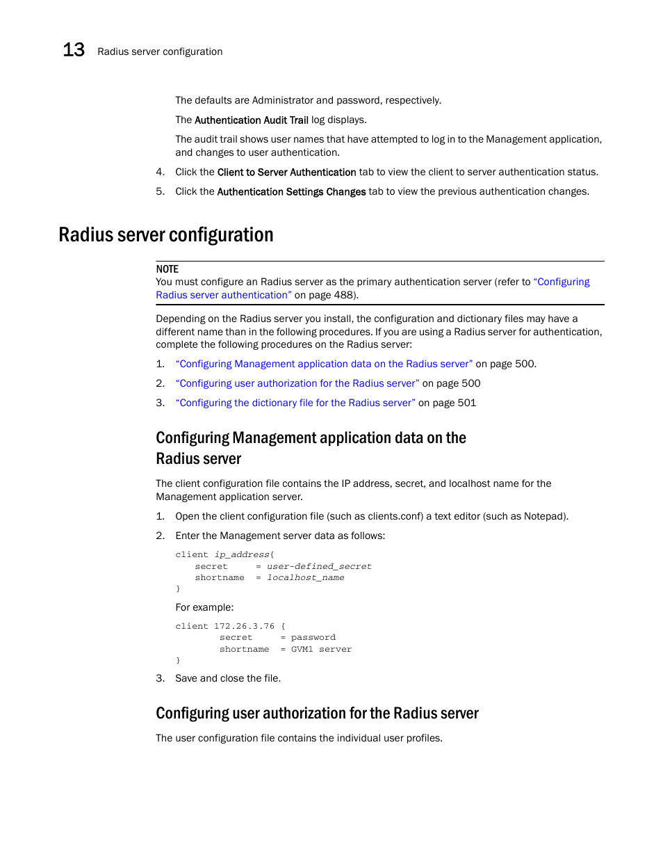 Radius server configuration | Brocade Network Advisor IP User Manual v12.3.0 User Manual | Page 552 / 1928