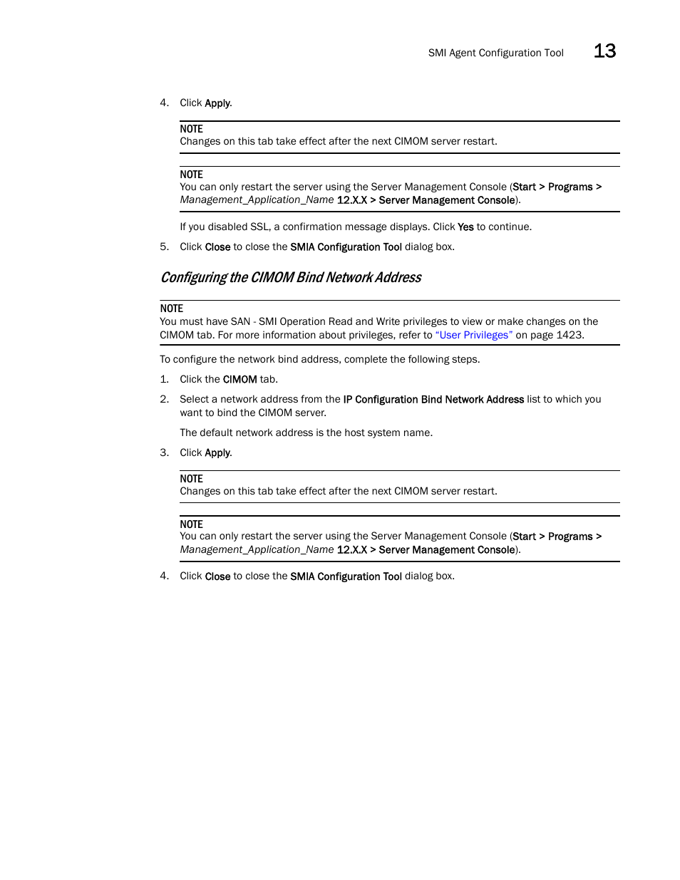 Configuring the cimom bind network address | Brocade Network Advisor IP User Manual v12.3.0 User Manual | Page 573 / 1928