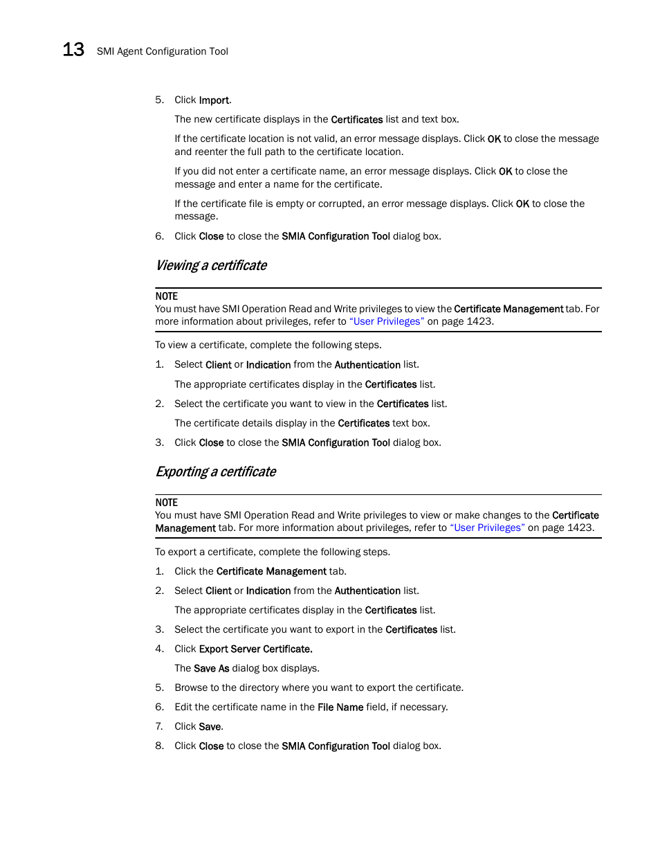 Viewing a certificate, Exporting a certificate | Brocade Network Advisor IP User Manual v12.3.0 User Manual | Page 576 / 1928