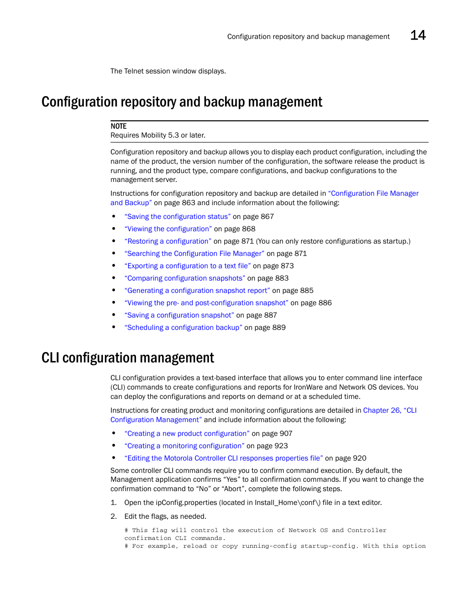 Configuration repository and backup management, Cli configuration management | Brocade Network Advisor IP User Manual v12.3.0 User Manual | Page 587 / 1928