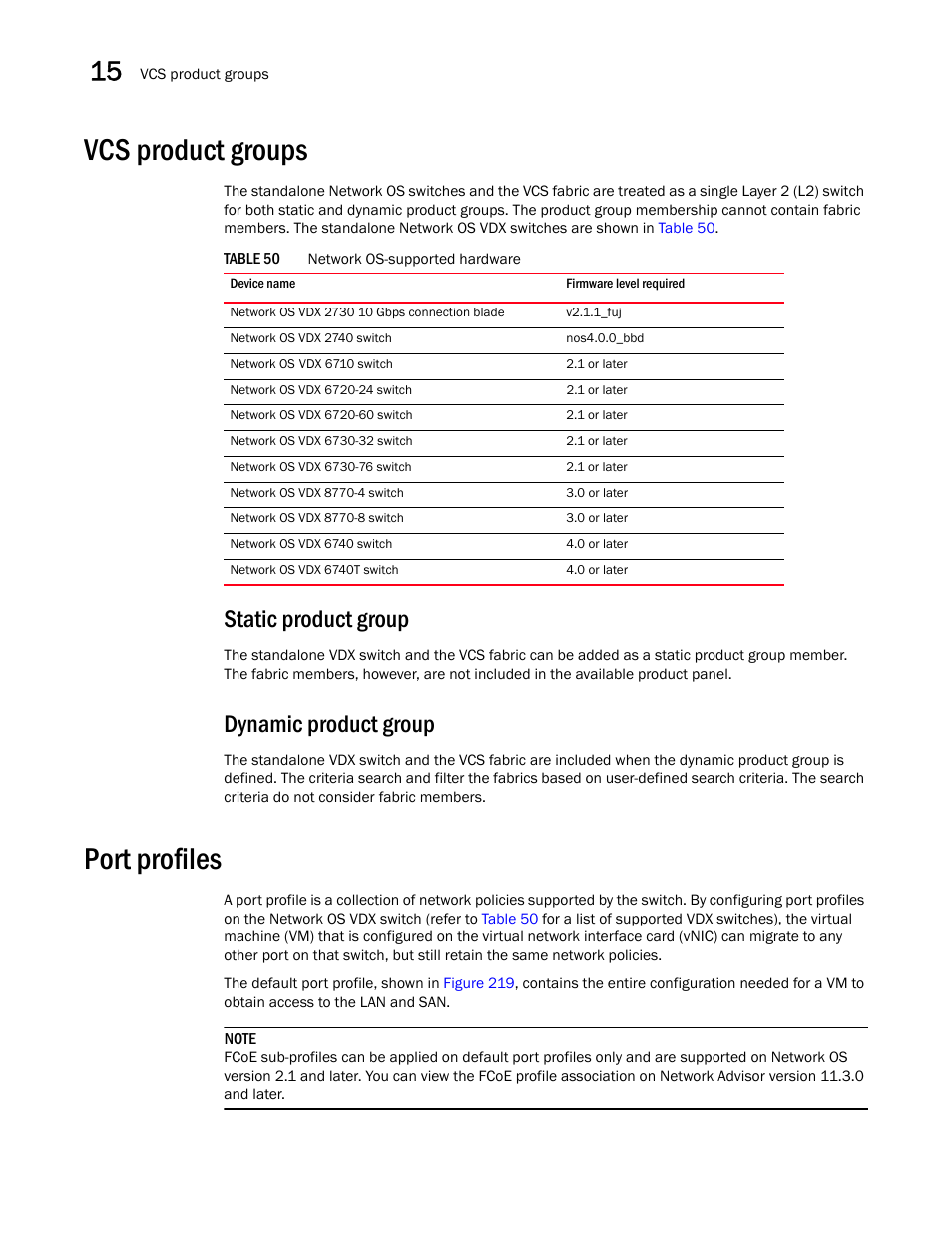 Vcs product groups, Static product group, Dynamic product group | Port profiles | Brocade Network Advisor IP User Manual v12.3.0 User Manual | Page 600 / 1928