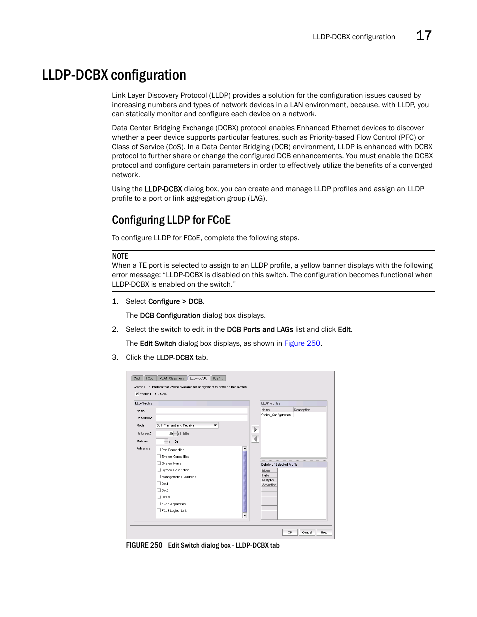 Lldp-dcbx configuration, Configuring lldp for fcoe | Brocade Network Advisor IP User Manual v12.3.0 User Manual | Page 683 / 1928