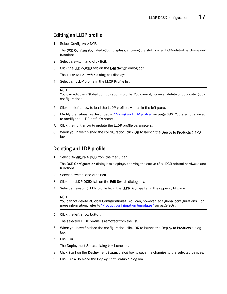 Editing an lldp profile, Deleting an lldp profile | Brocade Network Advisor IP User Manual v12.3.0 User Manual | Page 685 / 1928