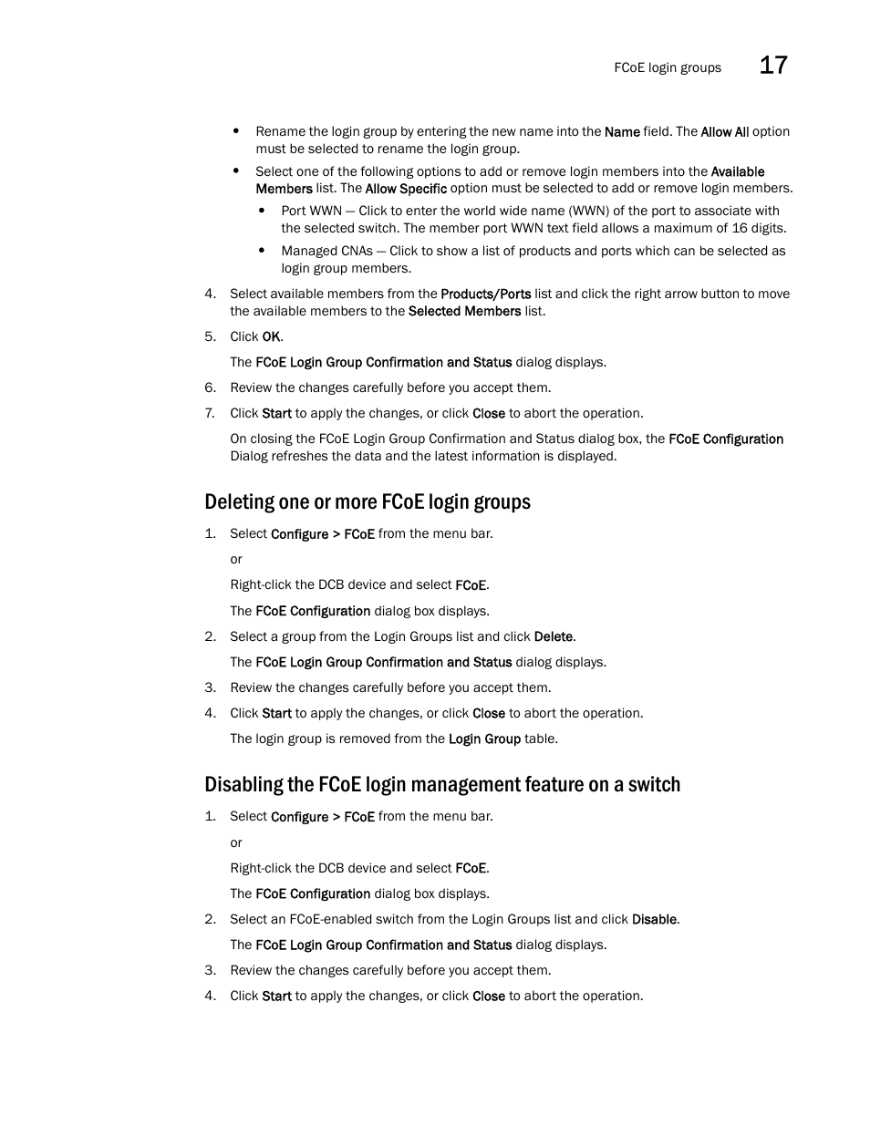 Deleting one or more fcoe login groups, Deleting one or more fcoe login, Groups | Brocade Network Advisor IP User Manual v12.3.0 User Manual | Page 711 / 1928