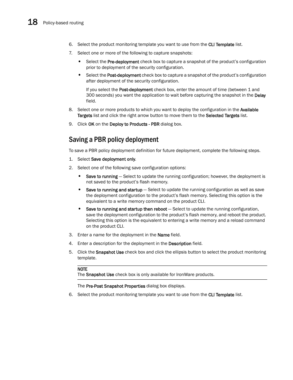 Saving a pbr policy deployment | Brocade Network Advisor IP User Manual v12.3.0 User Manual | Page 724 / 1928