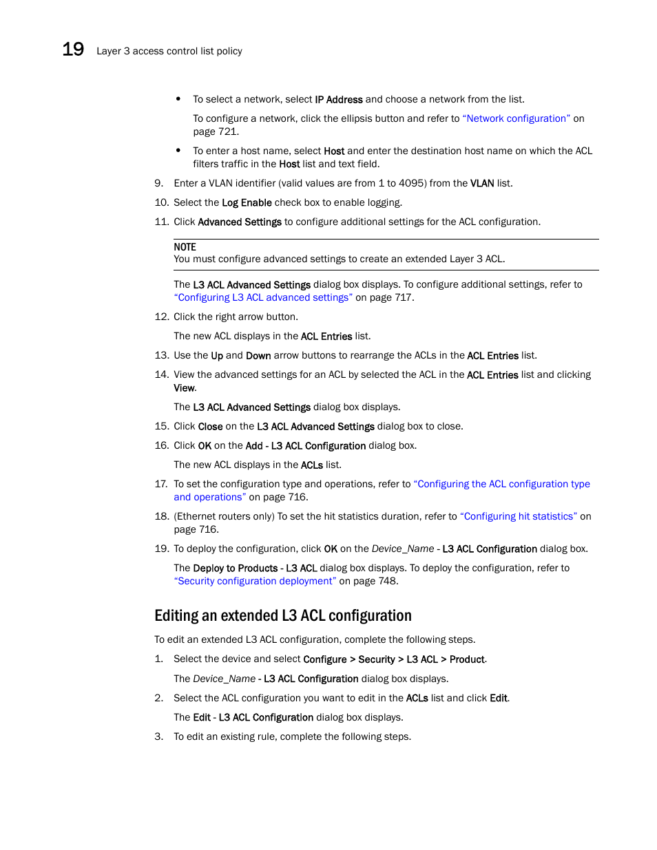 Editing an extended l3 acl configuration | Brocade Network Advisor IP User Manual v12.3.0 User Manual | Page 758 / 1928