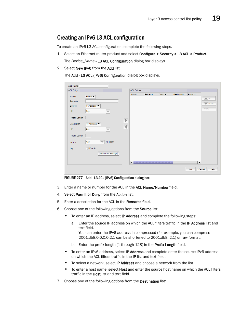 Creating an ipv6 l3 acl configuration | Brocade Network Advisor IP User Manual v12.3.0 User Manual | Page 761 / 1928