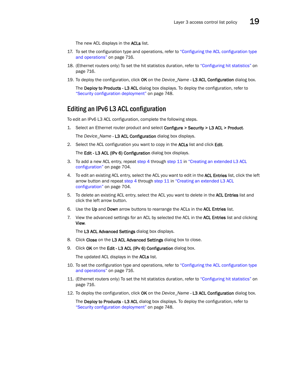 Editing an ipv6 l3 acl configuration | Brocade Network Advisor IP User Manual v12.3.0 User Manual | Page 763 / 1928