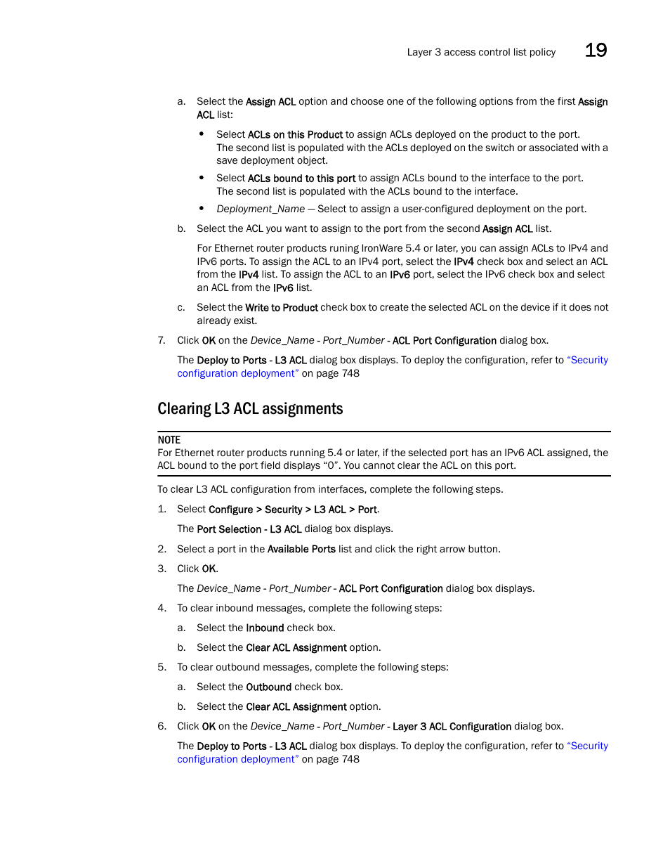 Clearing l3 acl assignments | Brocade Network Advisor IP User Manual v12.3.0 User Manual | Page 767 / 1928