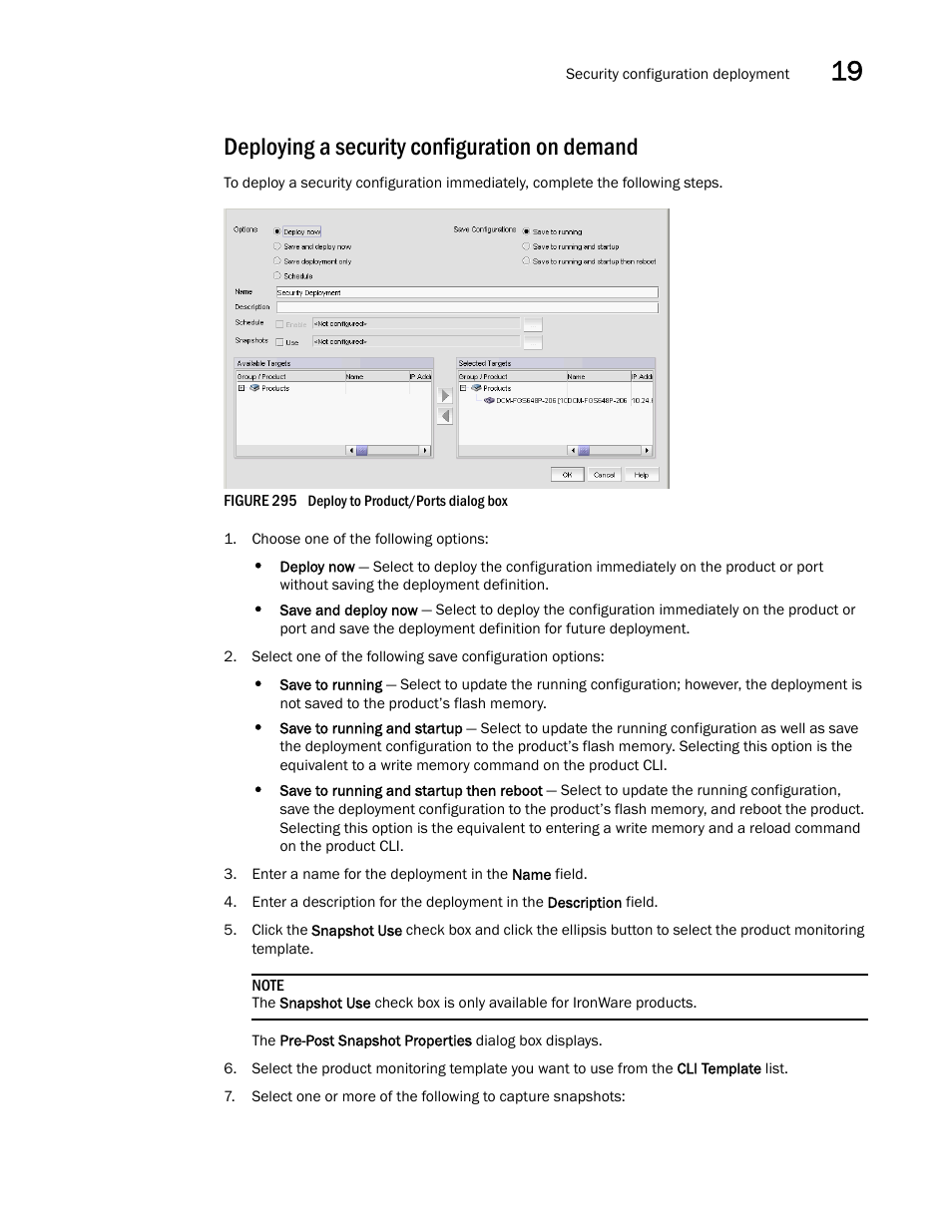 Deploying a security configuration on demand | Brocade Network Advisor IP User Manual v12.3.0 User Manual | Page 801 / 1928