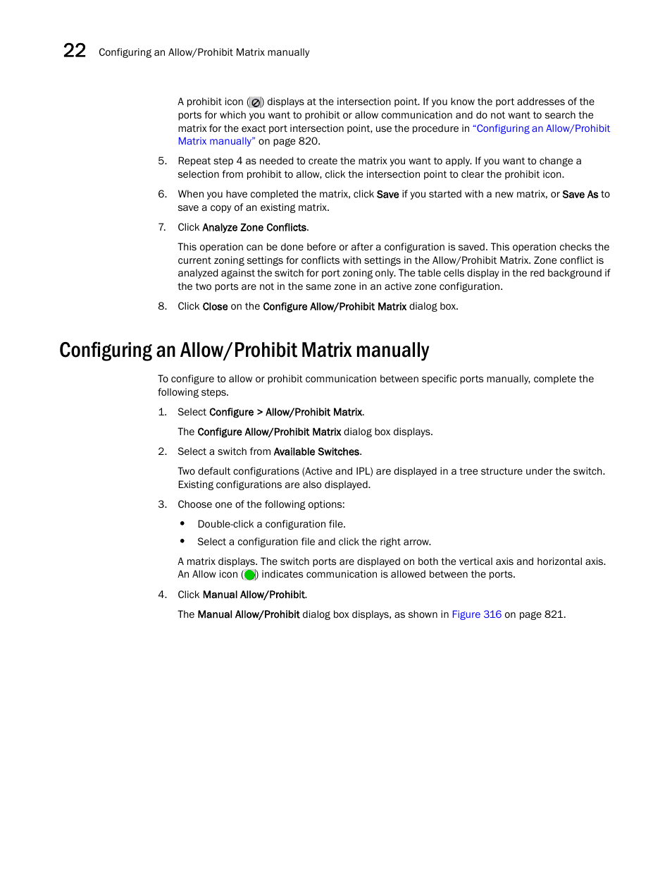 Configuring an allow/prohibit matrix manually | Brocade Network Advisor IP User Manual v12.3.0 User Manual | Page 872 / 1928