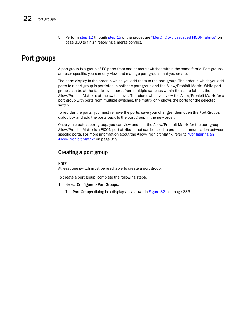 Port groups, Creating a port group | Brocade Network Advisor IP User Manual v12.3.0 User Manual | Page 886 / 1928