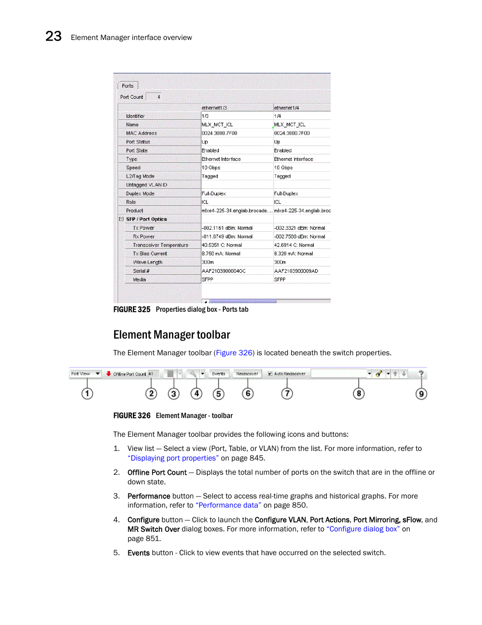 Element manager toolbar | Brocade Network Advisor IP User Manual v12.3.0 User Manual | Page 896 / 1928