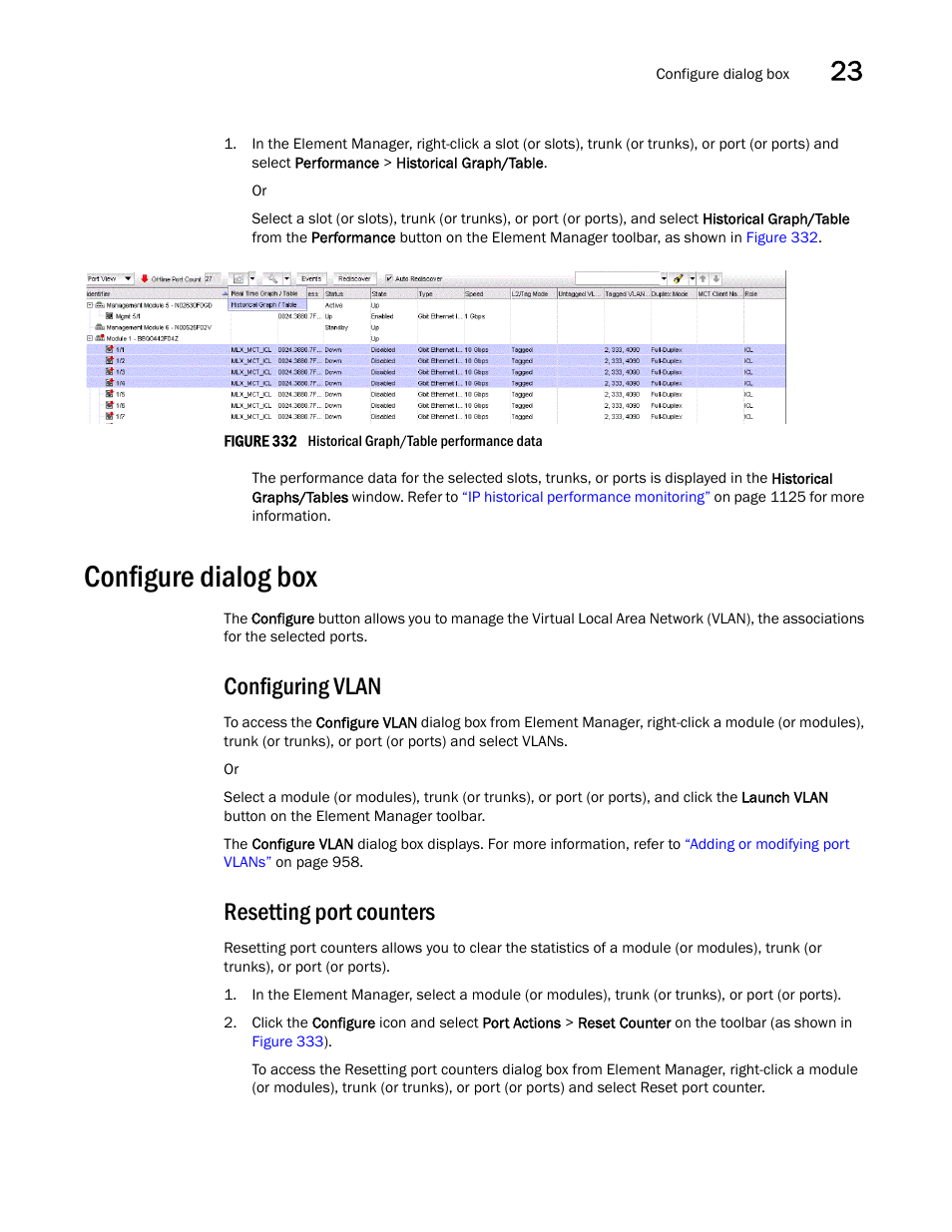 Configure dialog box, Configuring vlan, Resetting port counters | Brocade Network Advisor IP User Manual v12.3.0 User Manual | Page 903 / 1928