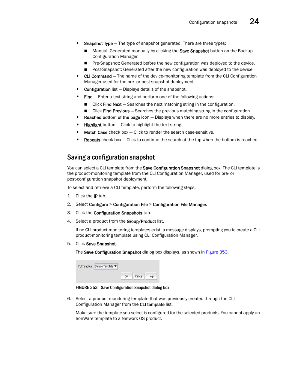 Saving a configuration snapshot | Brocade Network Advisor IP User Manual v12.3.0 User Manual | Page 939 / 1928