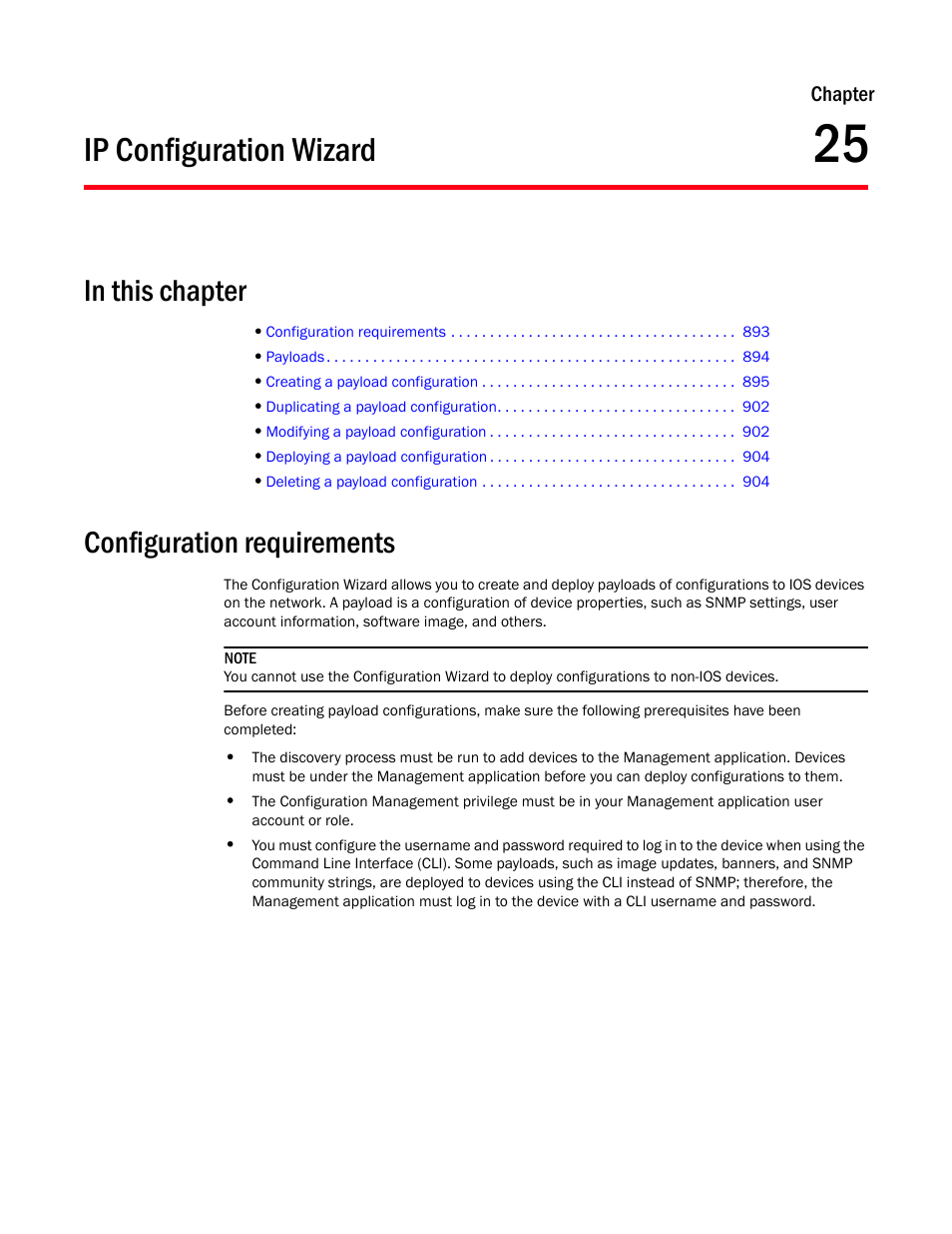 Ip configuration wizard, Configuration requirements, Chapter 25 | Chapter 25, “ip configuration wizard, Configuration wizard | Brocade Network Advisor IP User Manual v12.3.0 User Manual | Page 945 / 1928