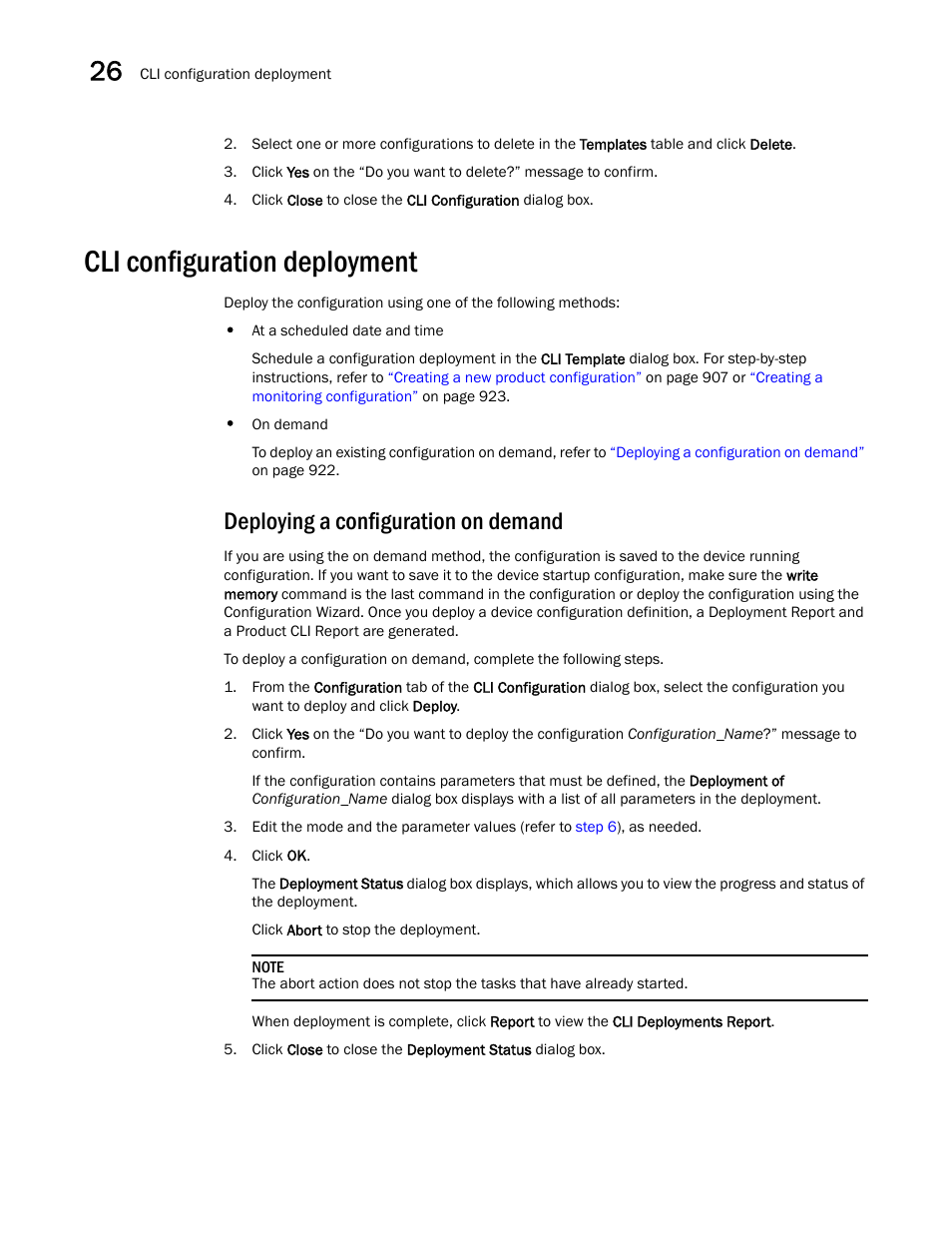 Cli configuration deployment, Deploying a configuration on demand | Brocade Network Advisor IP User Manual v12.3.0 User Manual | Page 974 / 1928