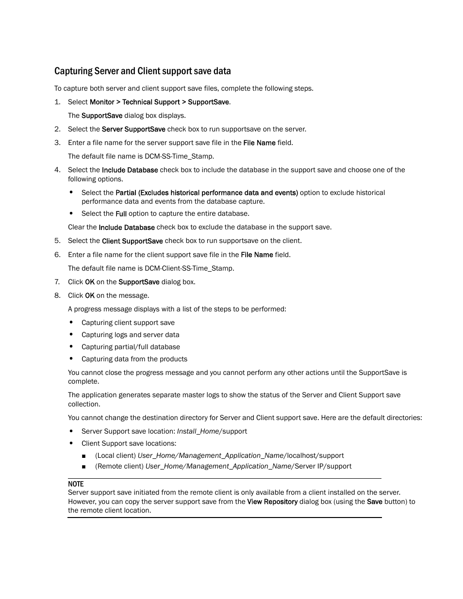 Capturing server and client support save data | Brocade Network Advisor Port Commissioning Quick Start Guide (Supporting Network Advisor 12.3.0) User Manual | Page 21 / 21