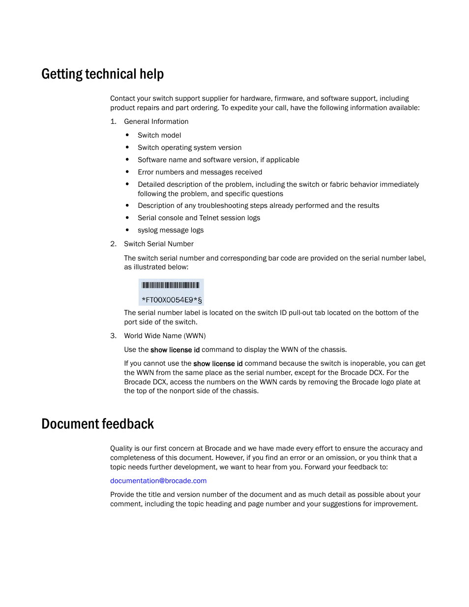 Getting technical help, Document feedback | Brocade Network Advisor REST API Guide (Supporting Network Advisor 12.3.0) User Manual | Page 13 / 190