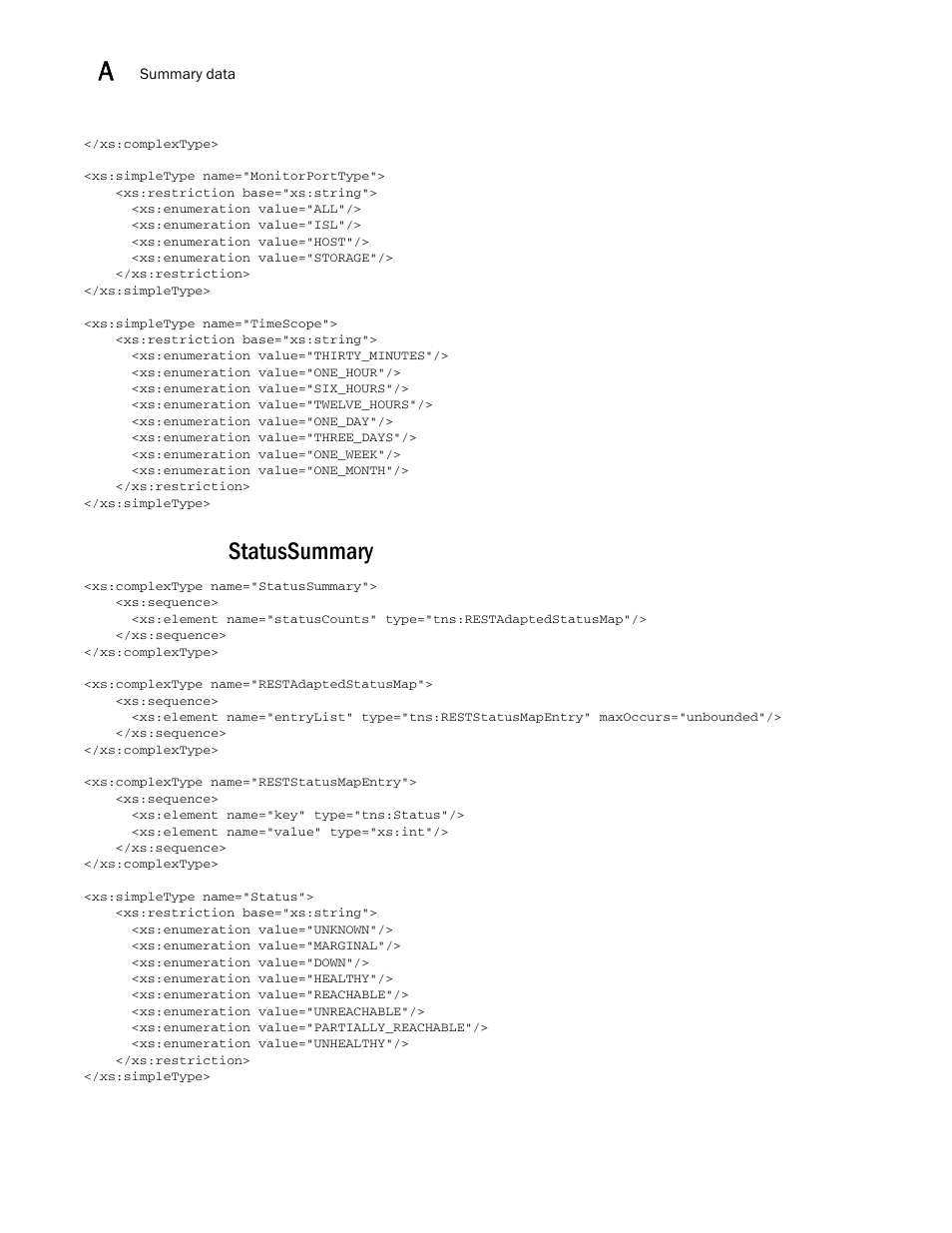 Statussummary | Brocade Network Advisor REST API Guide (Supporting Network Advisor 12.3.0) User Manual | Page 174 / 190