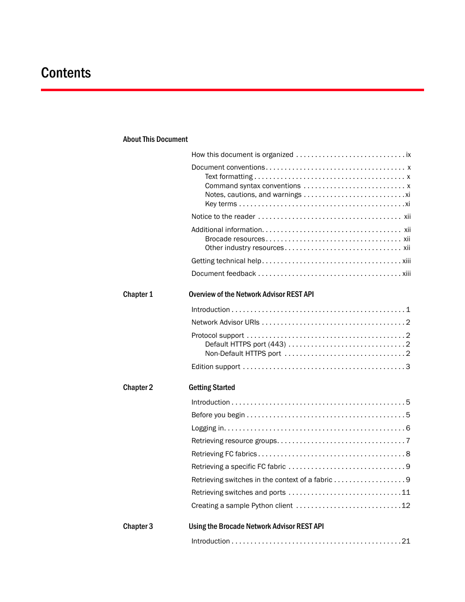 Brocade Network Advisor REST API Guide (Supporting Network Advisor 12.3.0) User Manual | Page 3 / 190