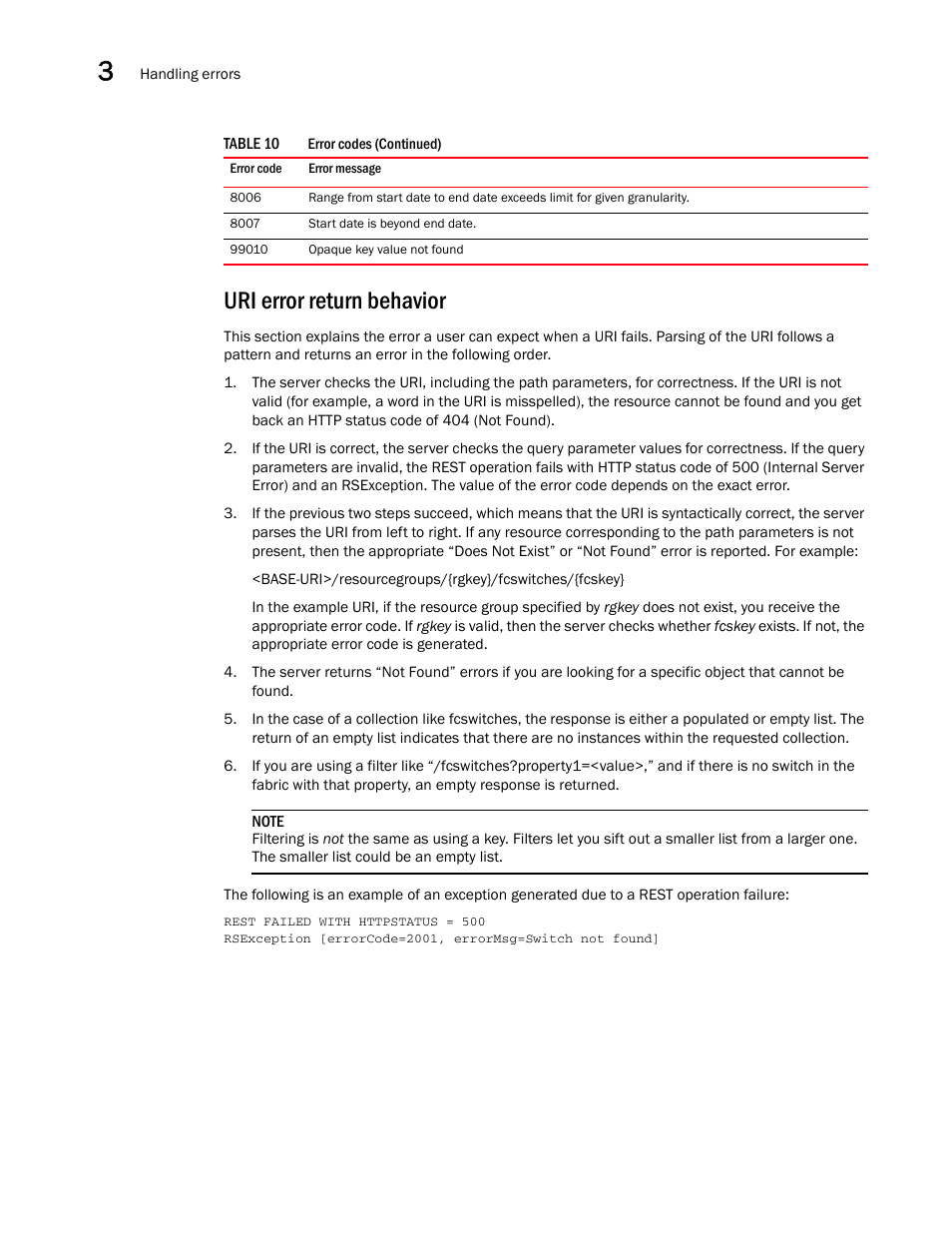 Uri error return behavior | Brocade Network Advisor REST API Guide (Supporting Network Advisor 12.3.0) User Manual | Page 50 / 190