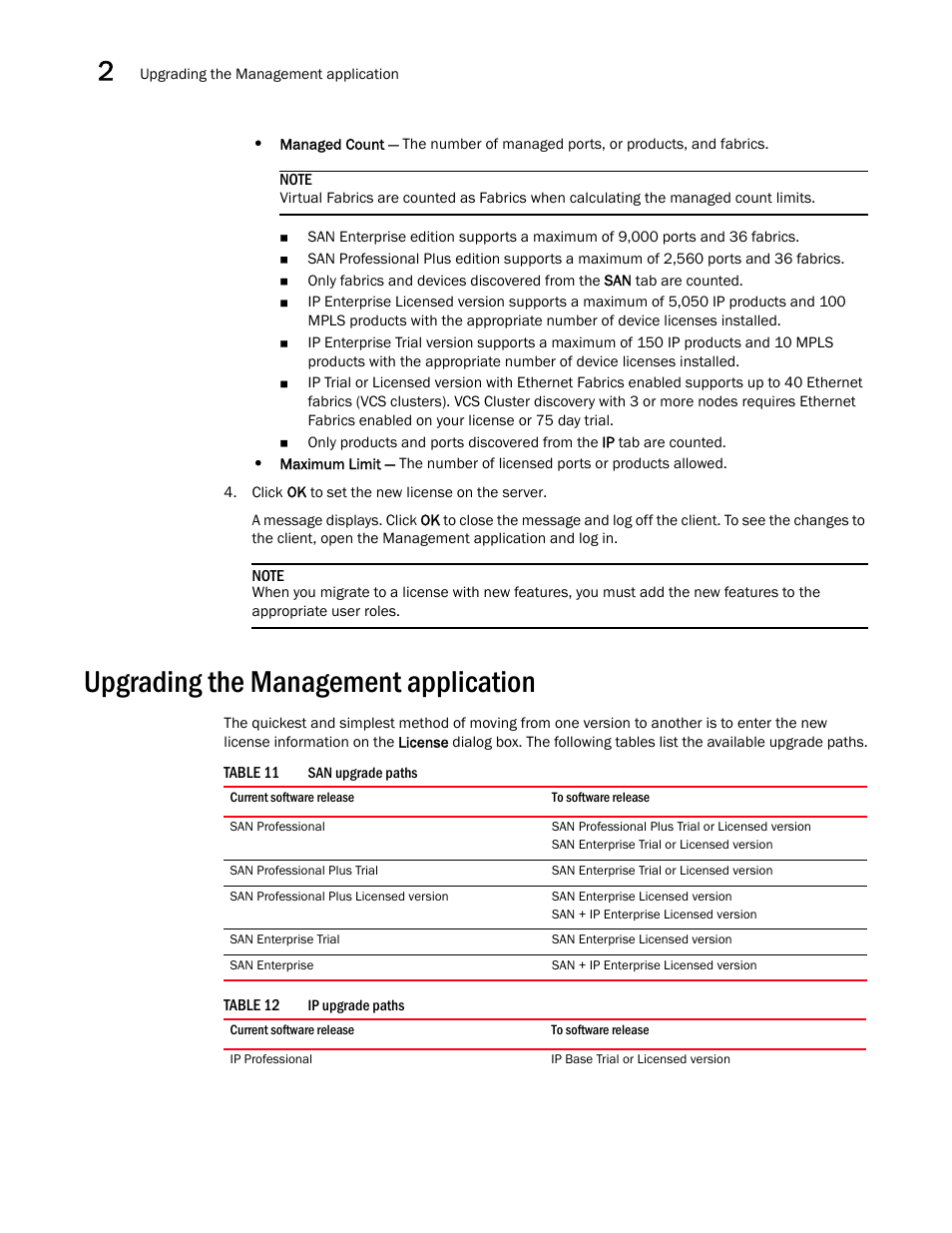 Upgrading the management application | Brocade Network Advisor SAN + IP User Manual v12.1.0 User Manual | Page 103 / 2389