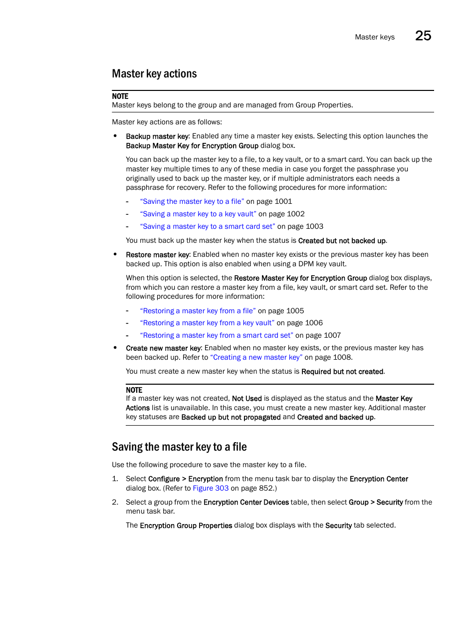 Master key actions, Saving the master key to a file | Brocade Network Advisor SAN + IP User Manual v12.1.0 User Manual | Page 1055 / 2389