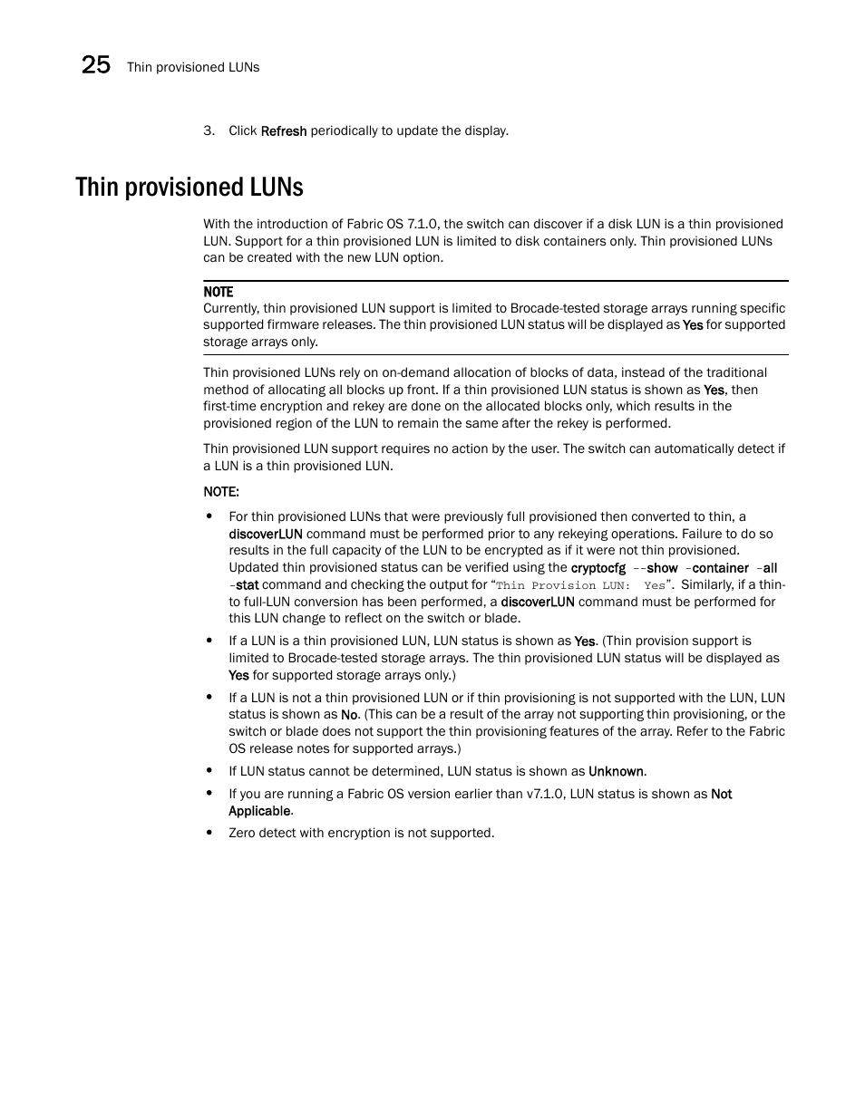 Thin provisioned luns, Thin provisioned luns 0 | Brocade Network Advisor SAN + IP User Manual v12.1.0 User Manual | Page 1074 / 2389