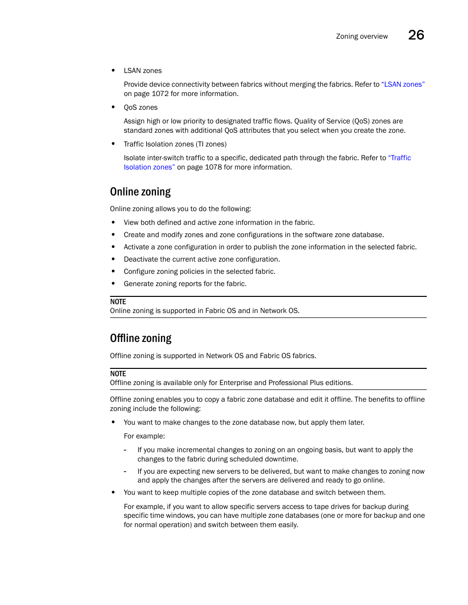 Online zoning, Offline zoning, Online zoning 7 offline zoning 7 | Brocade Network Advisor SAN + IP User Manual v12.1.0 User Manual | Page 1100 / 2389