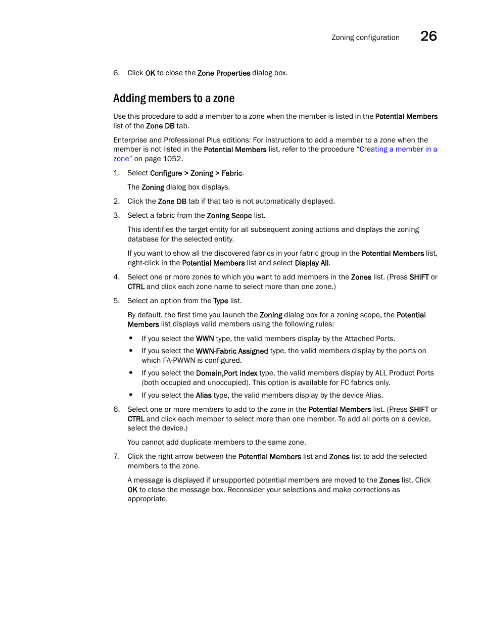 Adding members to a zone, Adding members to a, Zone | Brocade Network Advisor SAN + IP User Manual v12.1.0 User Manual | Page 1104 / 2389