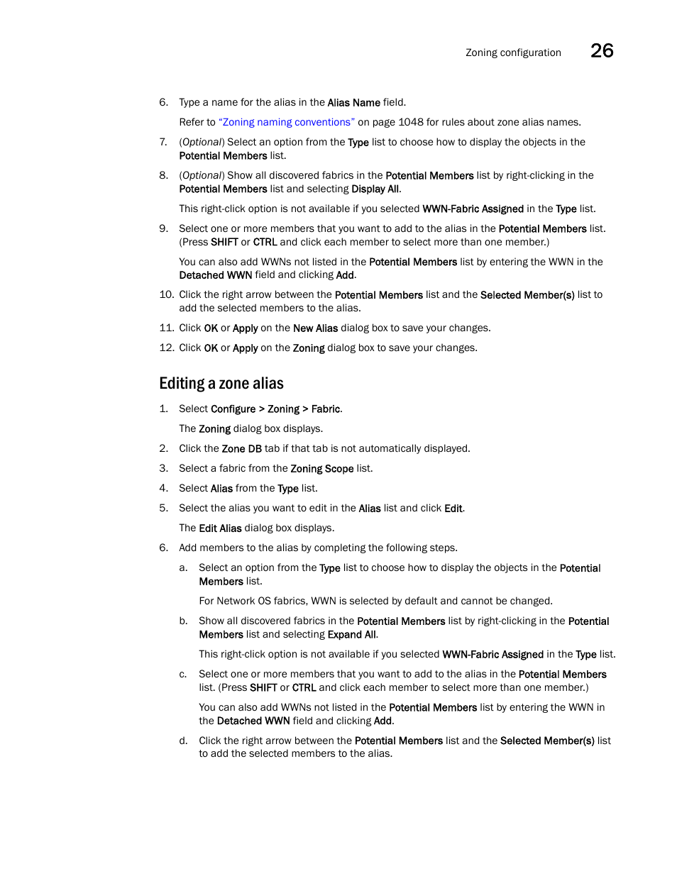 Editing a zone alias | Brocade Network Advisor SAN + IP User Manual v12.1.0 User Manual | Page 1110 / 2389