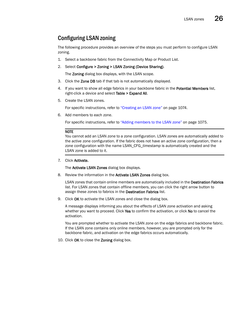 Configuring lsan zoning, Configuring lsan zoning 3 | Brocade Network Advisor SAN + IP User Manual v12.1.0 User Manual | Page 1126 / 2389