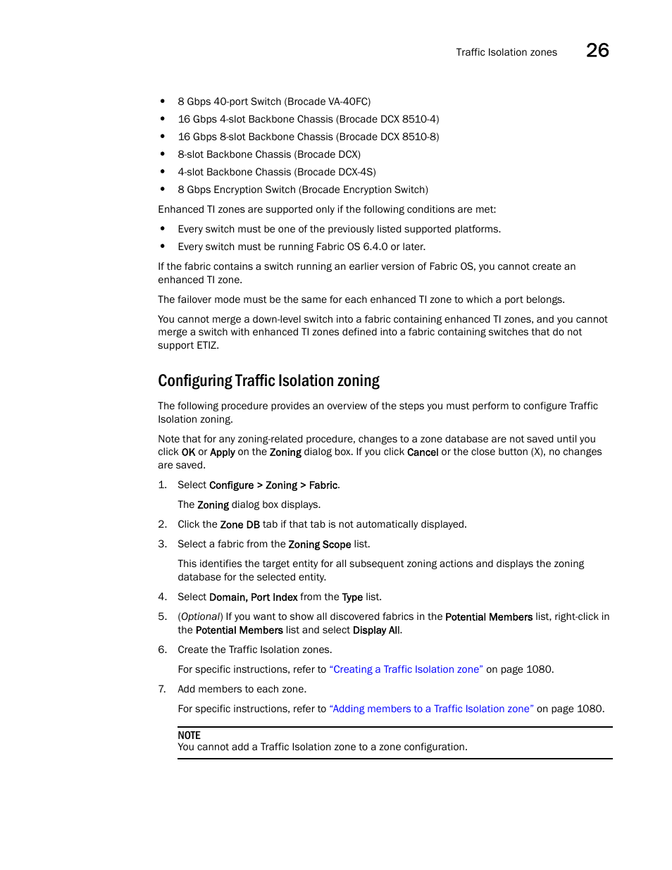 Configuring traffic isolation zoning, Configuring traffic isolation zoning 9 | Brocade Network Advisor SAN + IP User Manual v12.1.0 User Manual | Page 1132 / 2389