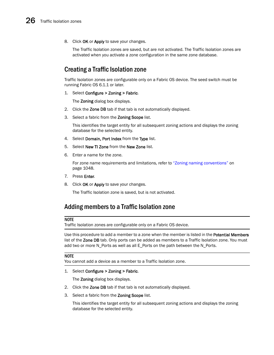 Creating a traffic isolation zone, Adding members to a traffic isolation zone | Brocade Network Advisor SAN + IP User Manual v12.1.0 User Manual | Page 1133 / 2389