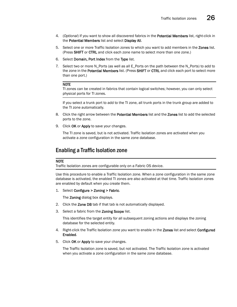 Enabling a traffic isolation zone | Brocade Network Advisor SAN + IP User Manual v12.1.0 User Manual | Page 1134 / 2389