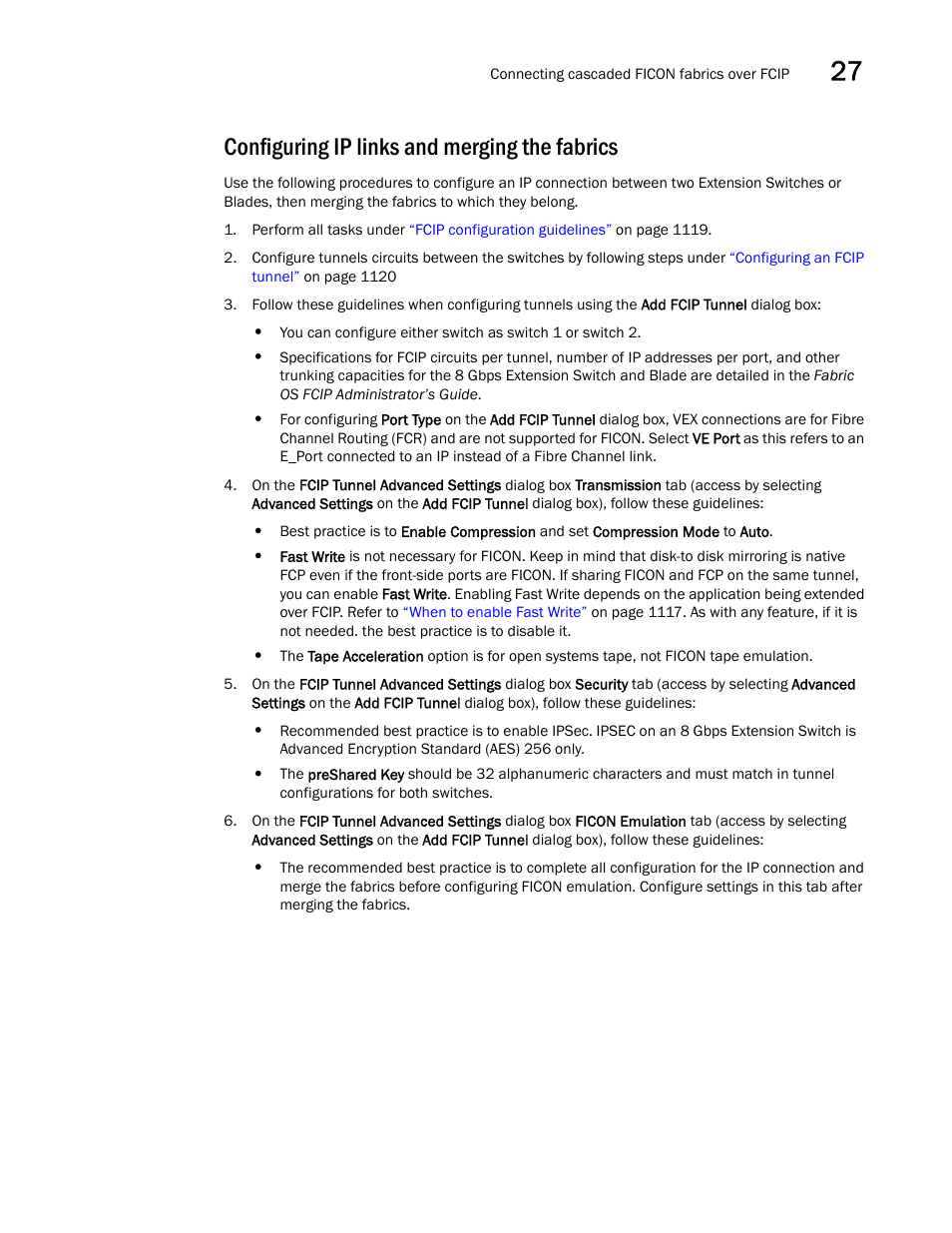 Configuring ip links and merging the fabrics, Configuring ip links and merging the fabrics 5 | Brocade Network Advisor SAN + IP User Manual v12.1.0 User Manual | Page 1168 / 2389