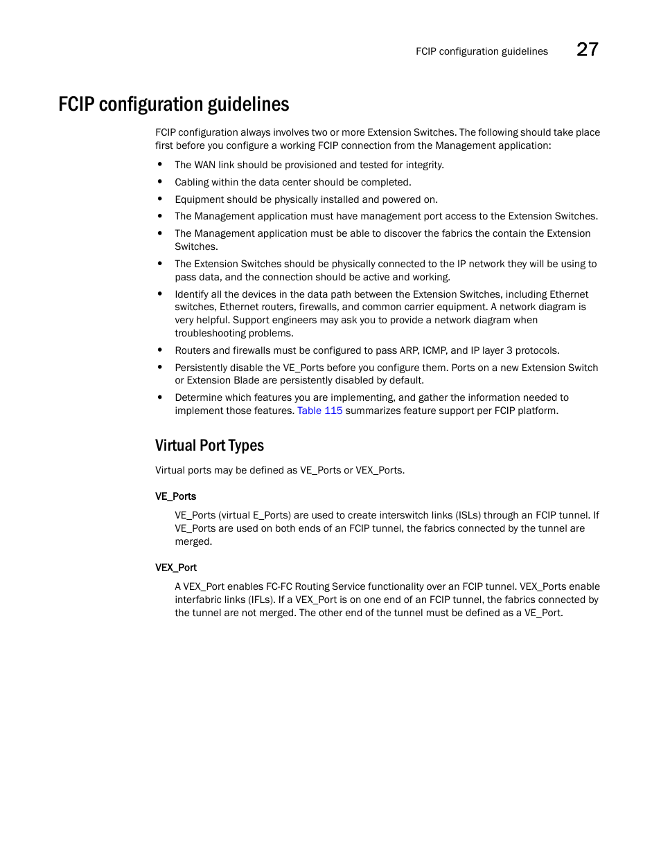 Fcip configuration guidelines, Virtual port types, Fcip configuration guidelines 9 | Brocade Network Advisor SAN + IP User Manual v12.1.0 User Manual | Page 1172 / 2389