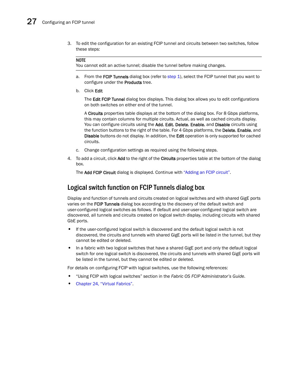 Logical switch function on fcip tunnels dialog box | Brocade Network Advisor SAN + IP User Manual v12.1.0 User Manual | Page 1175 / 2389