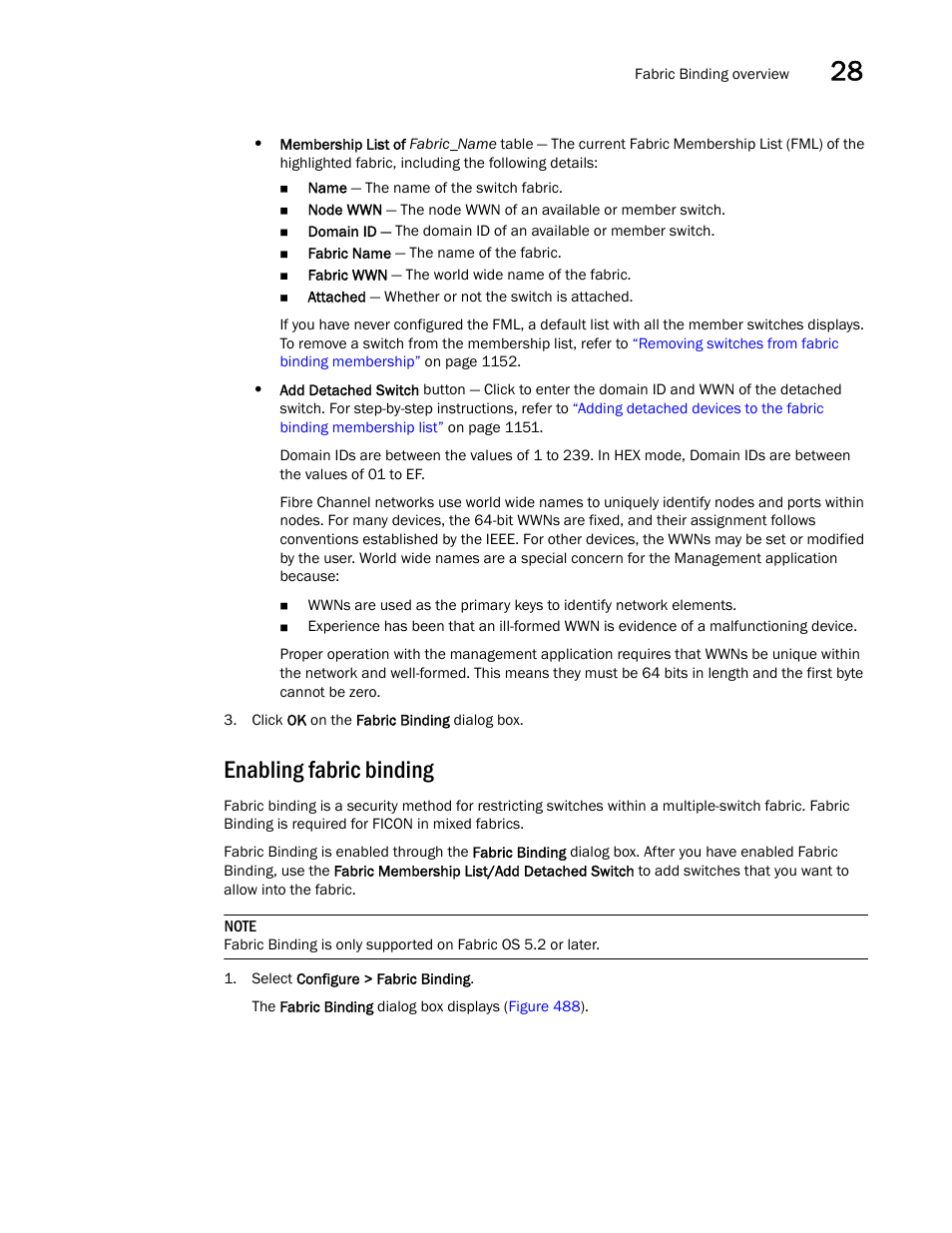 Enabling fabric binding, Enabling, Fabric binding | Brocade Network Advisor SAN + IP User Manual v12.1.0 User Manual | Page 1201 / 2389