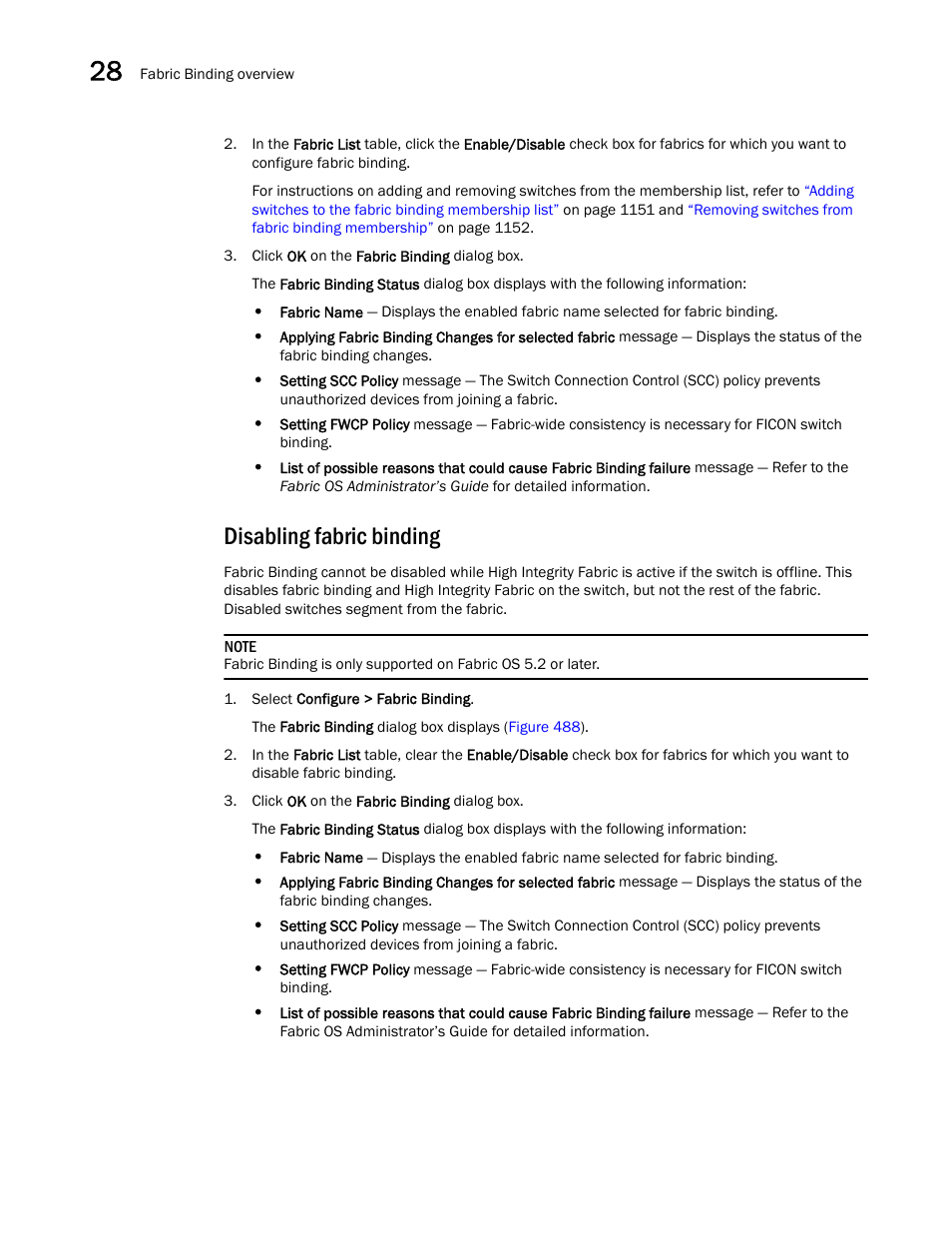 Disabling fabric binding | Brocade Network Advisor SAN + IP User Manual v12.1.0 User Manual | Page 1202 / 2389