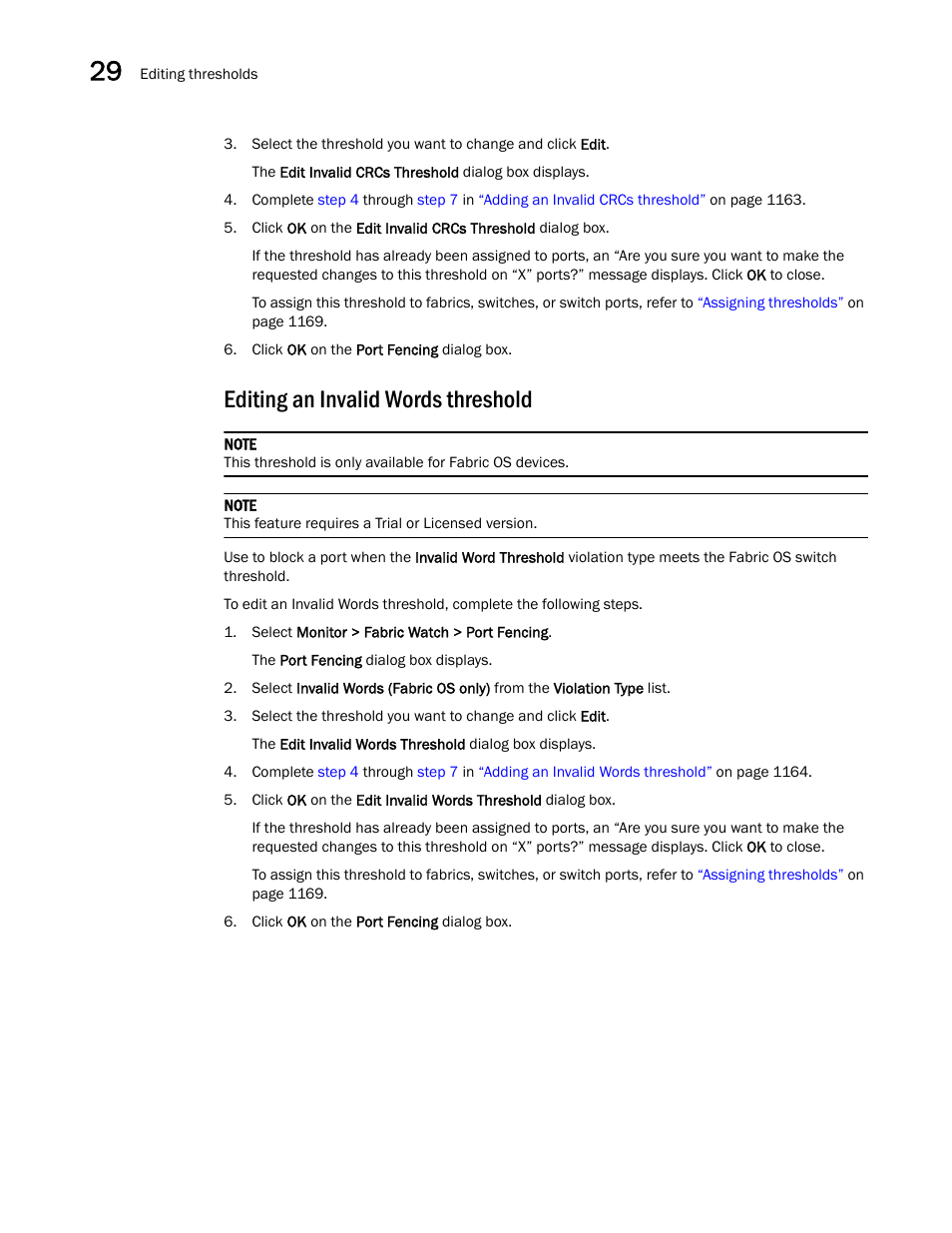 Editing an invalid words threshold | Brocade Network Advisor SAN + IP User Manual v12.1.0 User Manual | Page 1224 / 2389