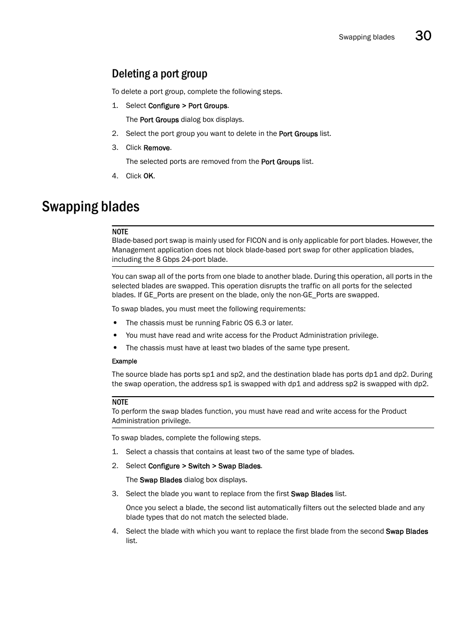 Deleting a port group, Swapping blades, Swapping blades 5 | Brocade Network Advisor SAN + IP User Manual v12.1.0 User Manual | Page 1256 / 2389