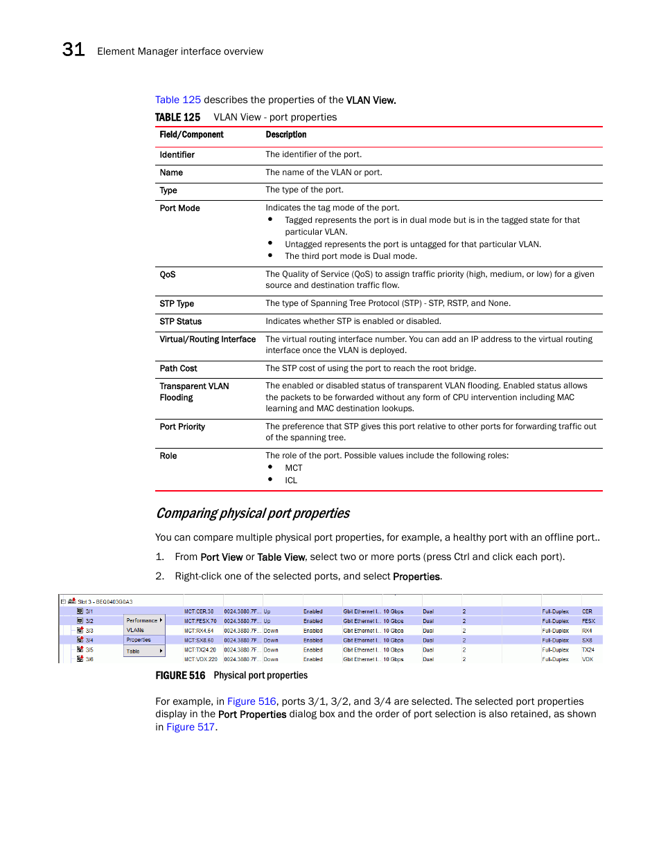 Comparing physical port properties | Brocade Network Advisor SAN + IP User Manual v12.1.0 User Manual | Page 1265 / 2389